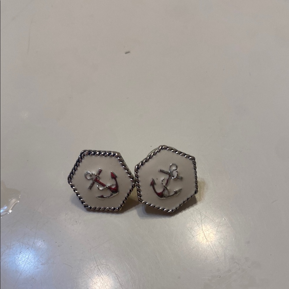 Hexagon Anchor Earrings